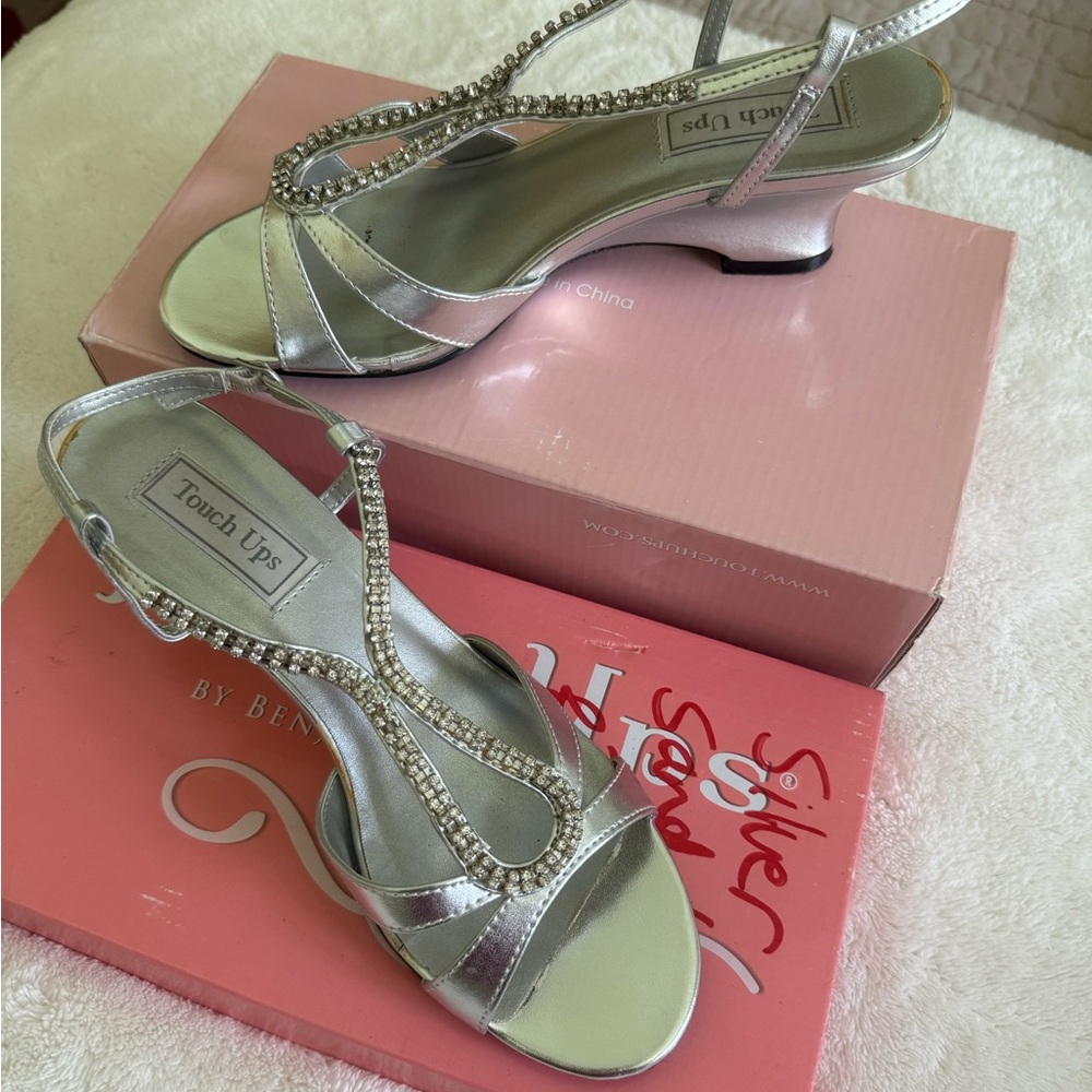 Touch Ups Silver Rhinestone Heels